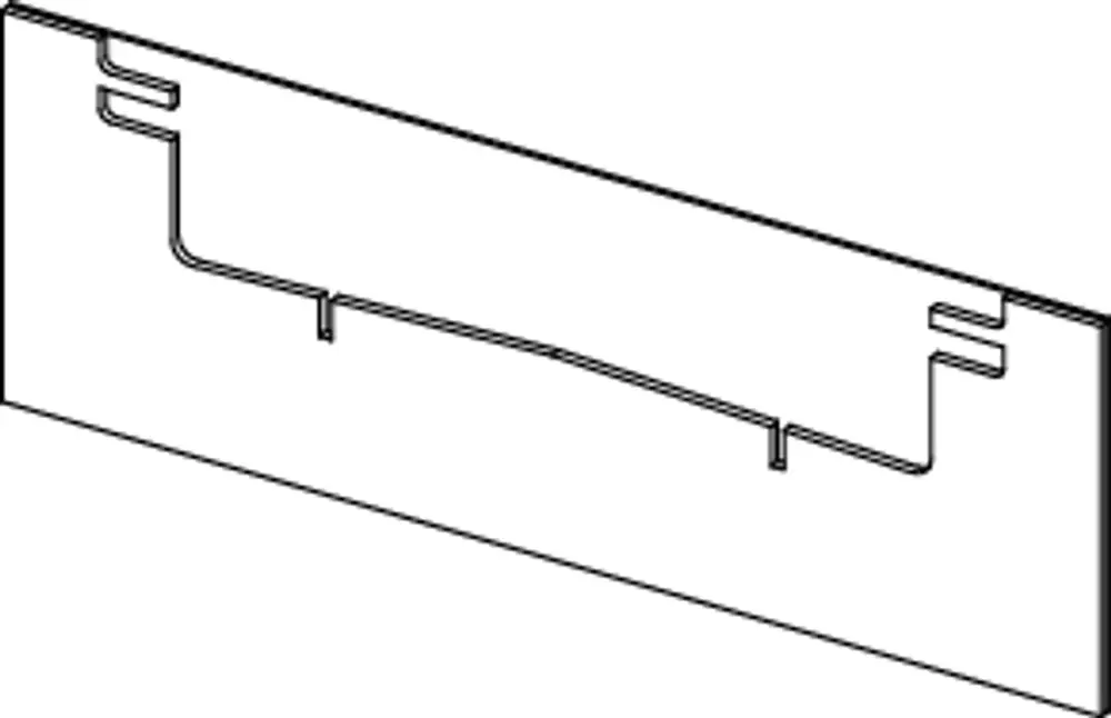 Flacher Schallschutzstreifen von TECE, montiert in senkrechter Position, für die Schallentkopplung bei Abläufen, auf einem neutralen Hintergrund.